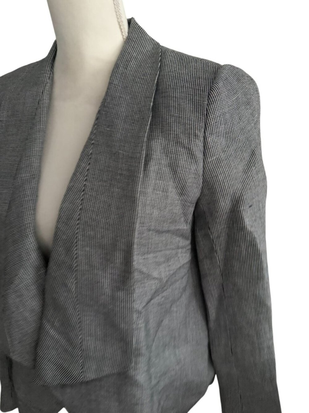 CALVIN KLEIN Gray Black Patterned Blazer Jacket Size 6 - Picture 4 of 7